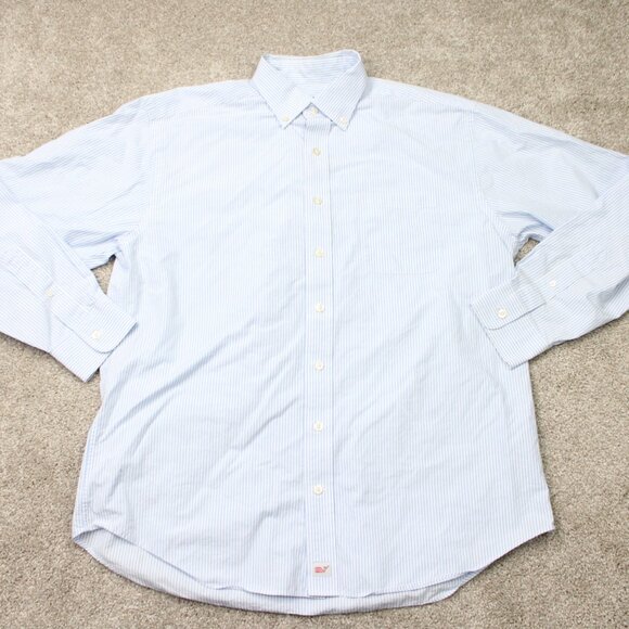 Vineyard Vines Murray Shirt Mens Large Blue/White Striped Long Sleeve Cotton - Picture 2 of 12